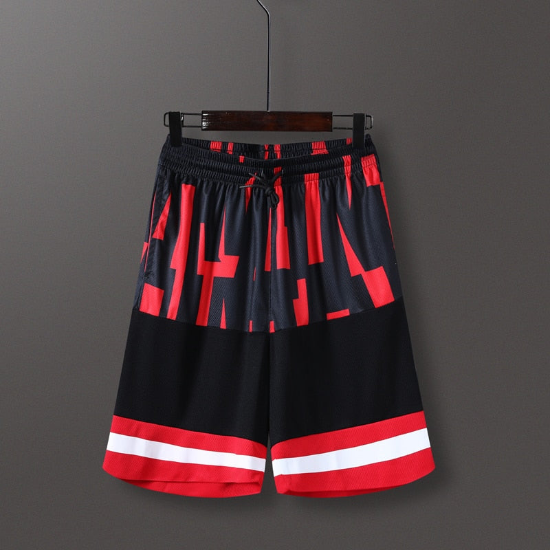 Men Sports Fitness Shorts Quick Dry Sport Short Black Red